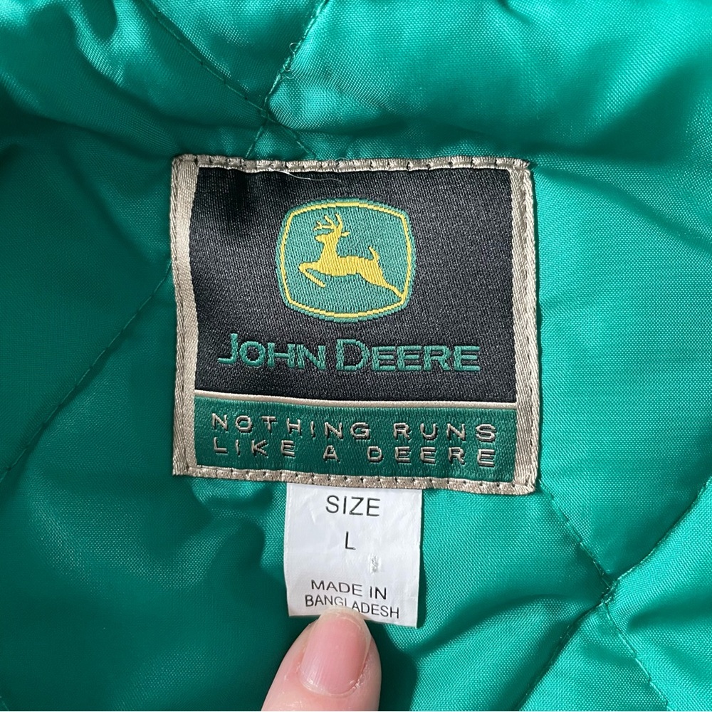 John Deere Black and Green Hooded Puffer Jacket